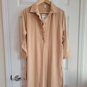 Pink Midi Shirt Dress